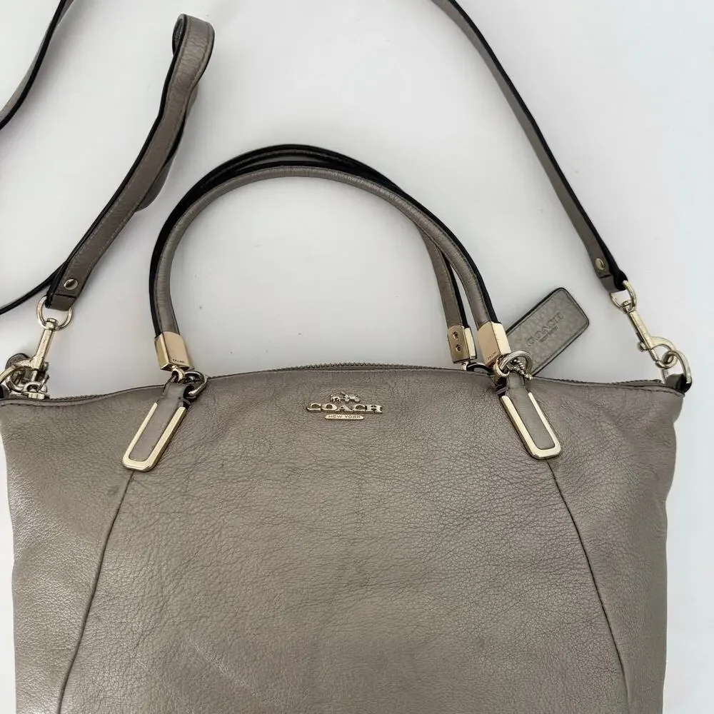 Coach Kelsey Metallic Pebble Leather Crossbody Satchel Bag F34493